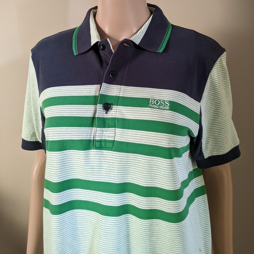 Hugo Boss striped polo tshirt, size medium